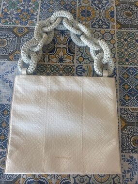 Salvatore Ferragamo white python leather Tote with Braided Chain Handle